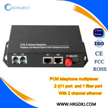 RJ11 Téléphone connecteur fxs / fxo à convertisseur fibre optique 2 canaux multiplexeur téléphonique